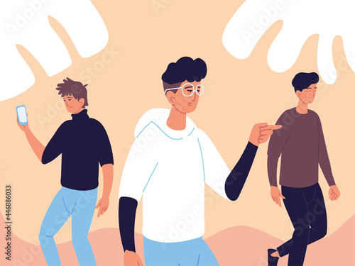 indifferent men walking