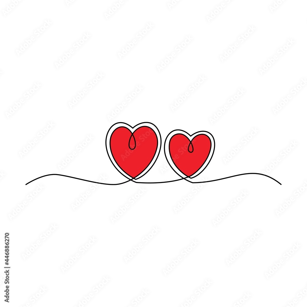 Continuous one line drawing of heart.Illustration for Valentine's Day
