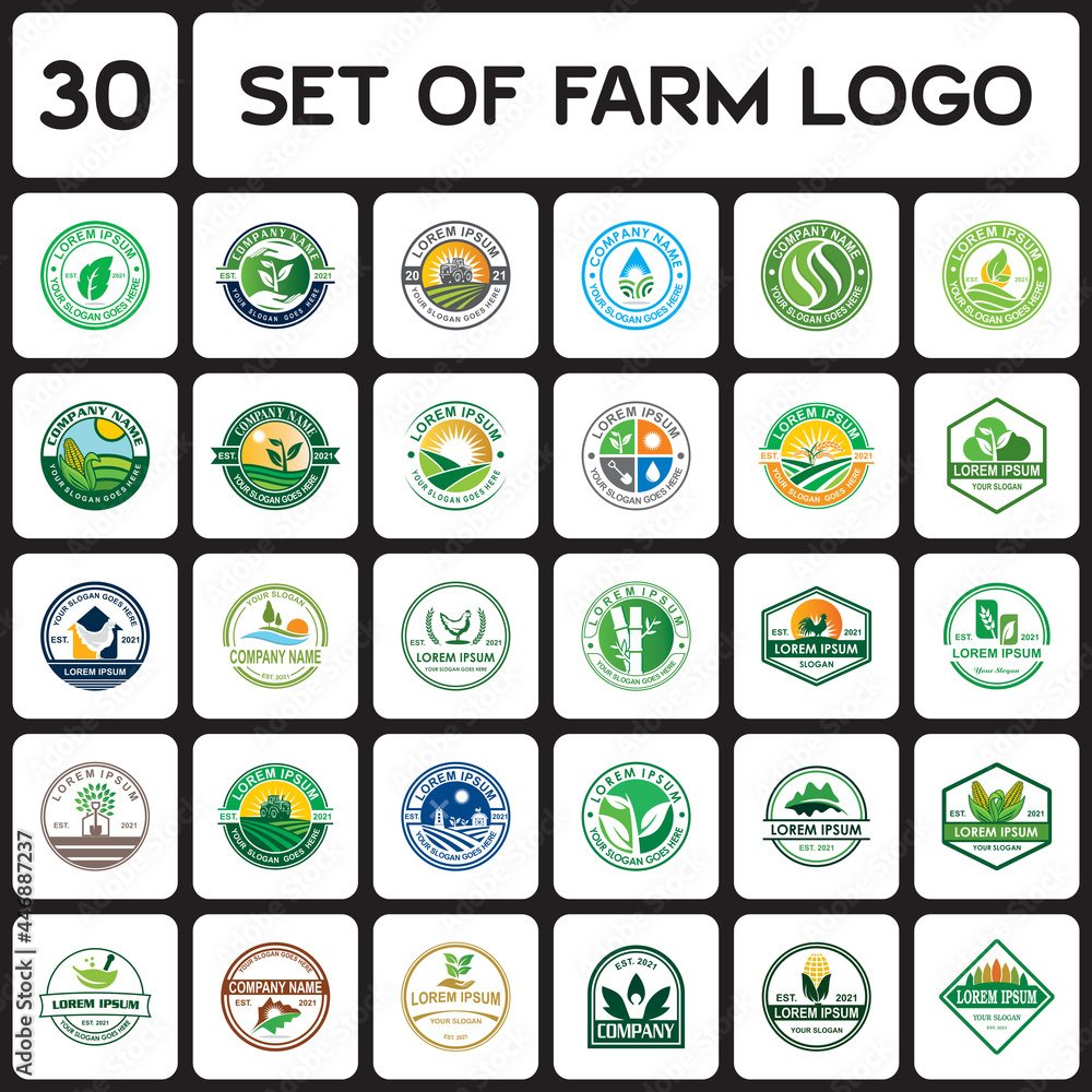 Fototapeta premium a set of farm logo , a set of agriculture logo