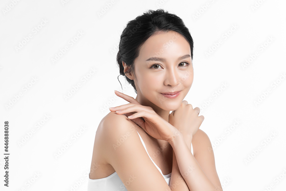 Beautiful young asian woman with clean fresh skin on white background, Face care, Facial treatment, Cosmetology, beauty and spa, Asian women portrait. Beautiful young asian woman with clean fresh skin on white background, Face care, Facial treatment, Cosmetology, beauty and spa, Asian women portrait.