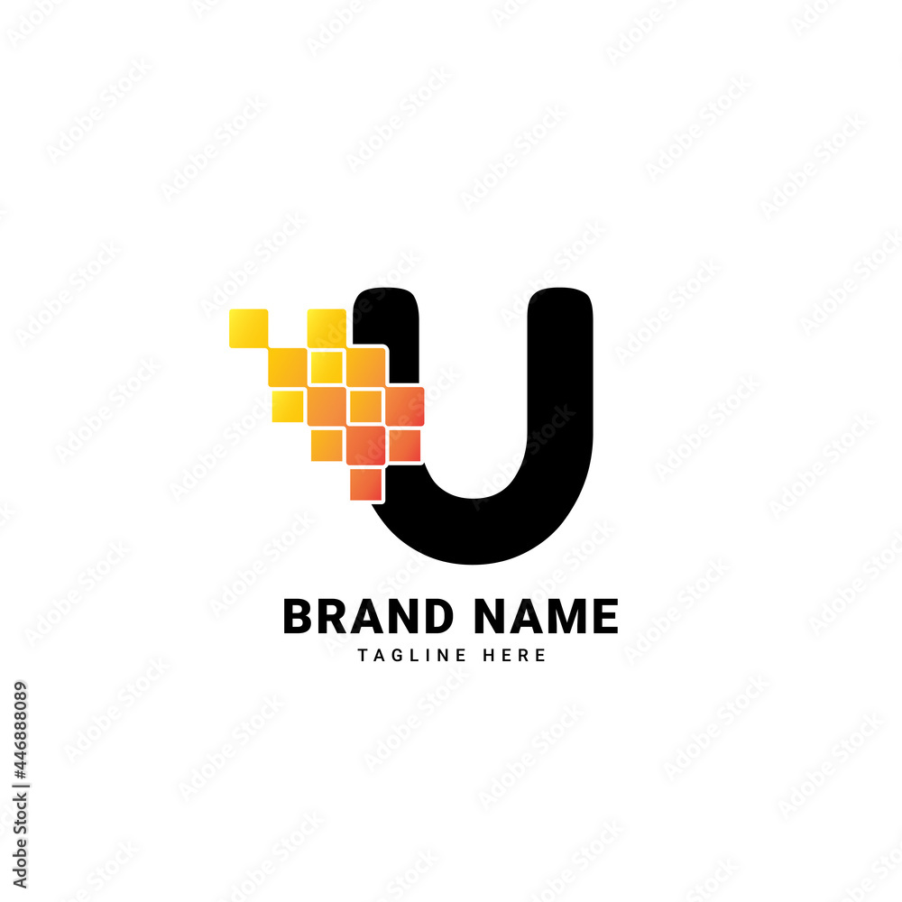 Letter U digital pixel modern gradient technology vector logo design Letter U digital pixel modern gradient technology vector logo design