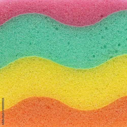 Colored, soft polyester sponge.