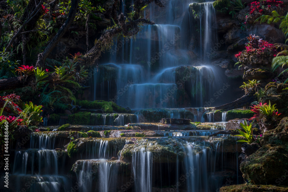 Breathtaking waterfall at deep forest, Tropical rain forest or evergreen forest with waterfall,