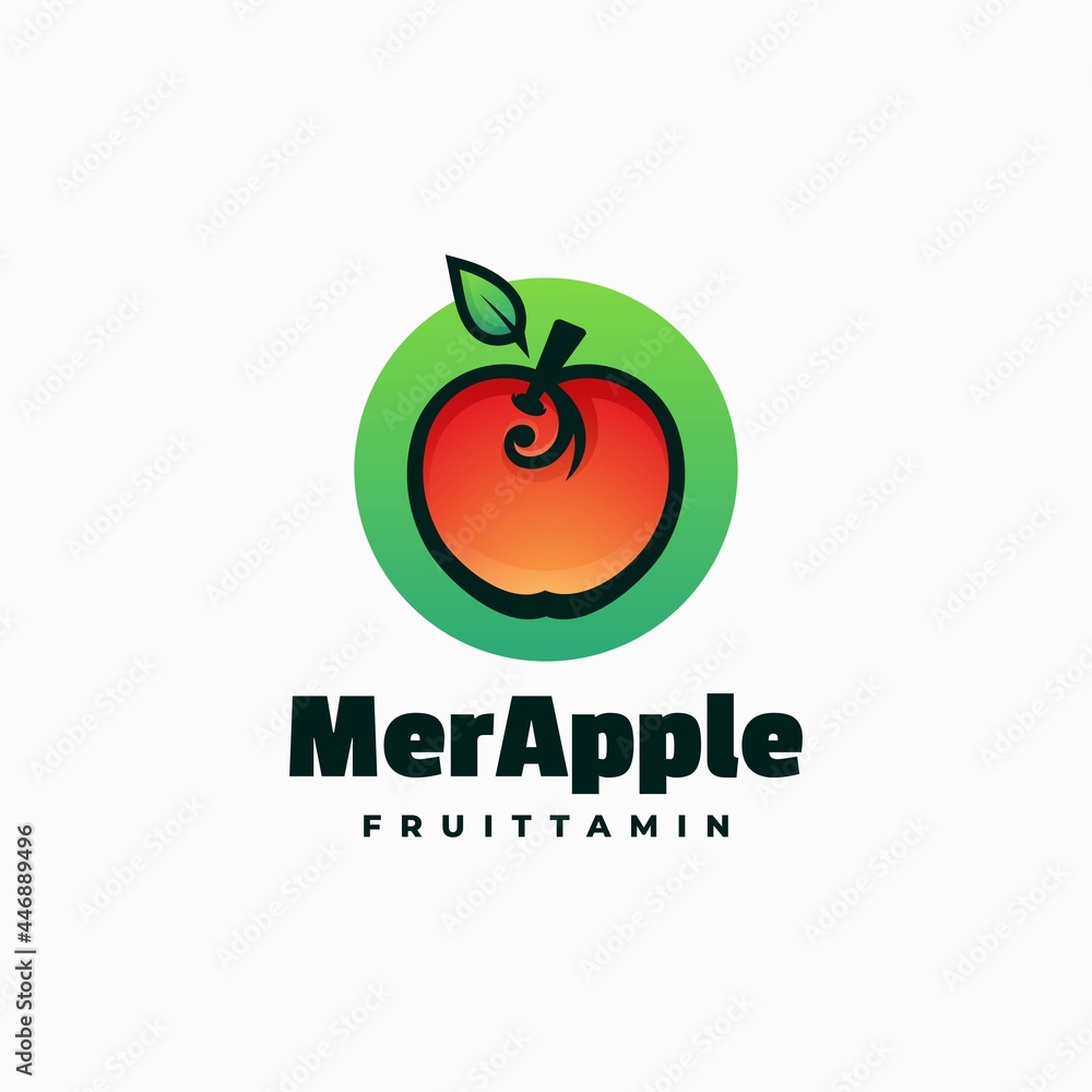 Vector Logo Illustration Apple Gradient Colorful Style.