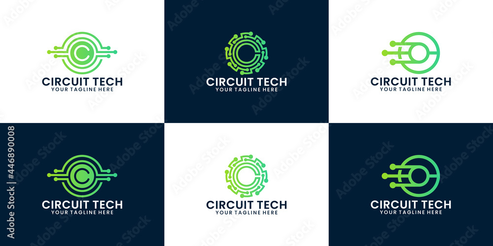 circuit technology logo inspiration, twisting technology and data connection circuit technology logo inspiration, twisting technology and data connection