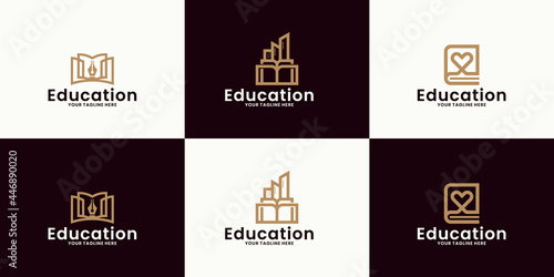 inspiration for educational education logos, heart buildings, book buildings and pencil books
