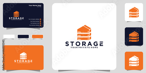 home logo inspiration and data storage icon and business card design