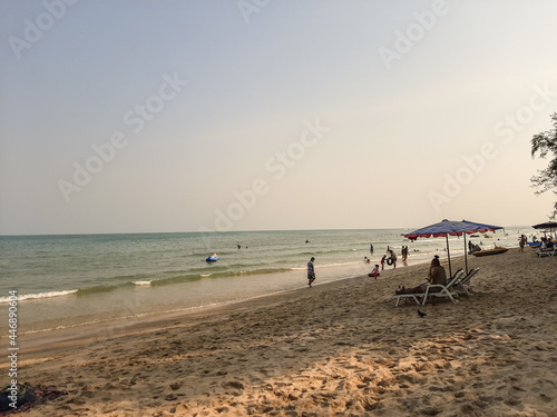 The beach is a beautiful tourist destination, clear skies, calm seas in Thailand.