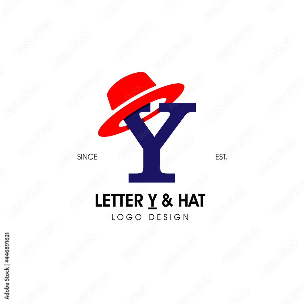 Simple and stylish initial logo letter Y combining with red hat Stock