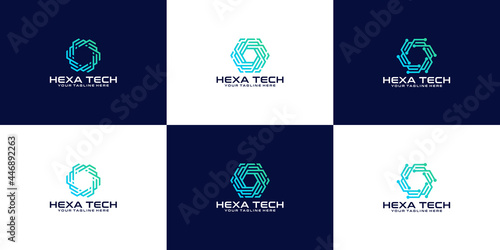 hexagon technology logo design inspiration collection