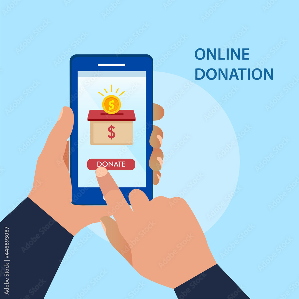 Online donation. Flat vector template Style Suitable for Web Landing Page. Online donation. Flat vector template Style Suitable for Web Landing Page.