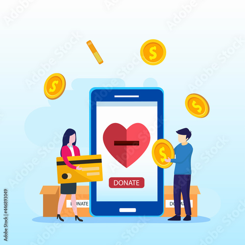 Online donation. Flat vector template Style Suitable for Web Landing Page.