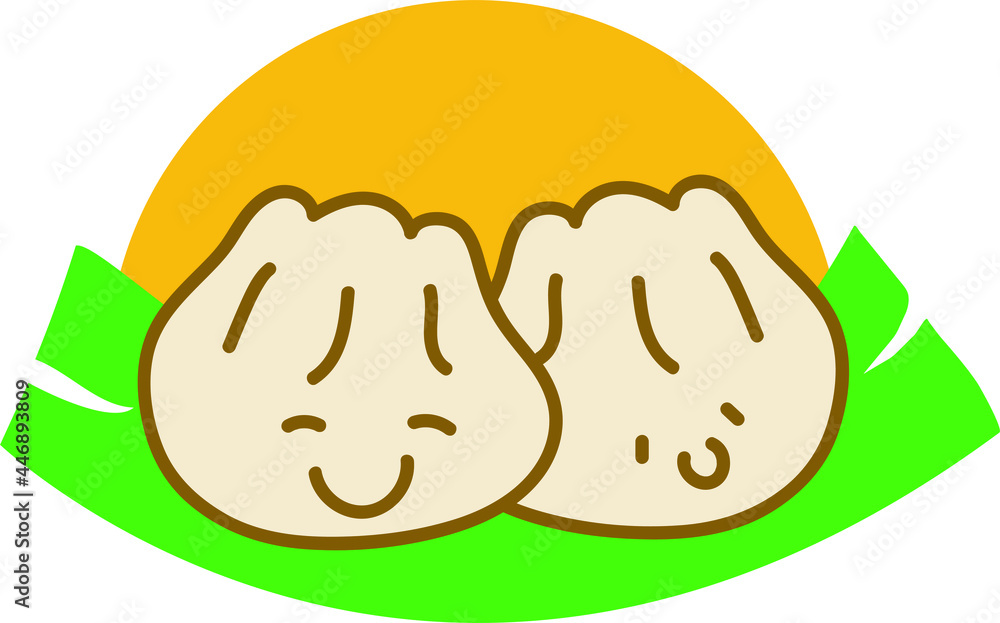 Dimsum logo vector design with sun on the back Dimsum logo vector design with sun on the back