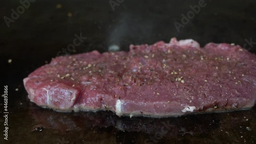 Beef steak on grill
