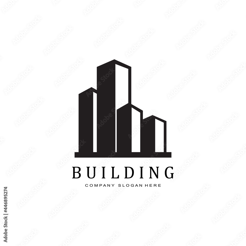 Urban building construction logo icon symbol, house, apartment, city view