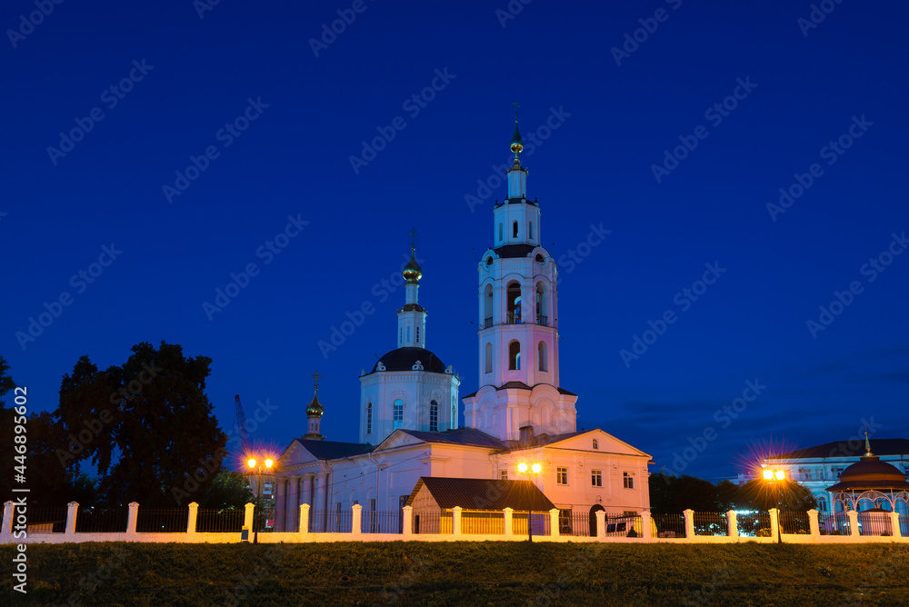 Cathedral of the Epiphany on July night. Orel, Russia