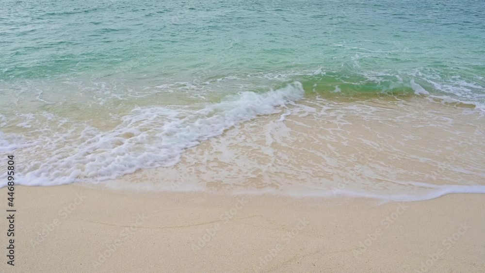 Soft wave with the blue ocean on a sandy beach. Holiday time vacation. Soft wave with the blue ocean on a sandy beach. Holiday time vacation.