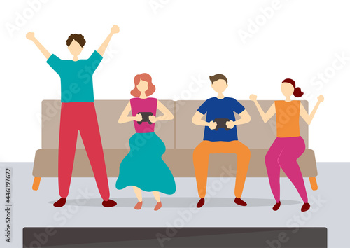 部屋でゲームをする人達