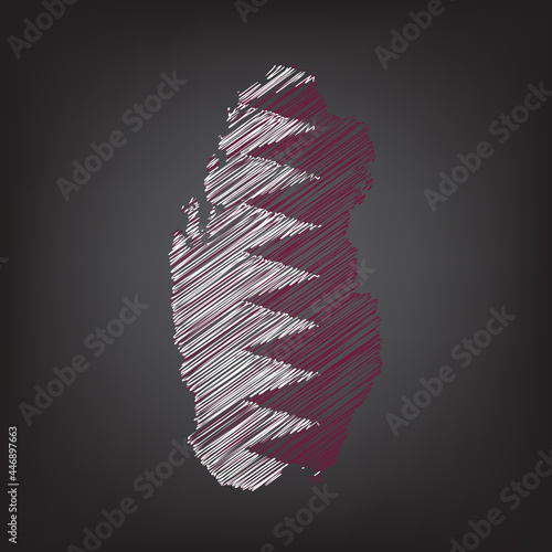Scribble map of Qatar. Sketch Country map colors for infographic , brochures and presentations. Vector illustration eps 10.