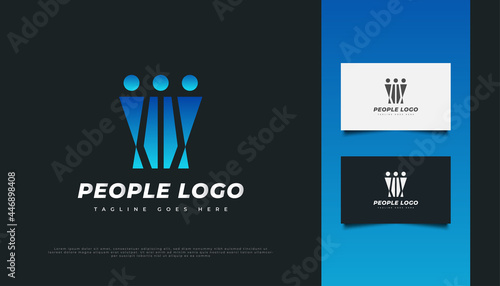 Blue People Logo Design. People, Community, Network, Creative Hub, Group, Social Connection Logo or Icon for Business Identity