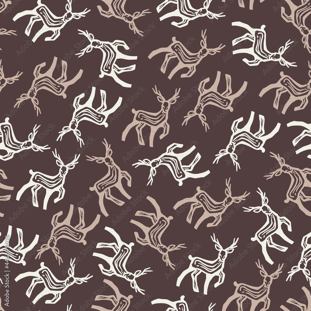 Abstract Brown Deer Vector Graphic Line Art Seamless Pattern Abstract Brown Deer Vector Graphic Line Art Seamless Pattern