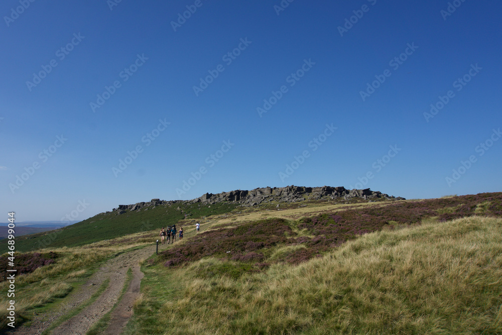 clear blue skies over the Derbyshire Peak District 