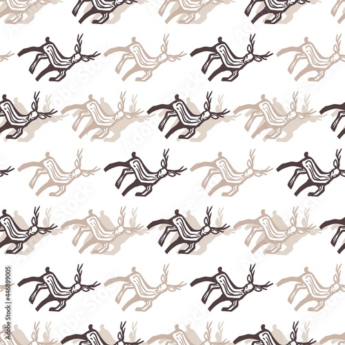 Brown Autumn Deer Vector Graphic Art Seamless Pattern