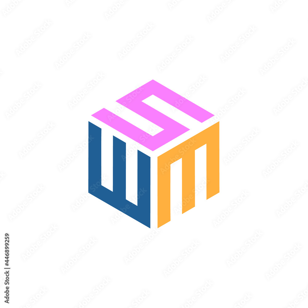 Hexagon logo with the letters SWM design Hexagon logo with the letters SWM design