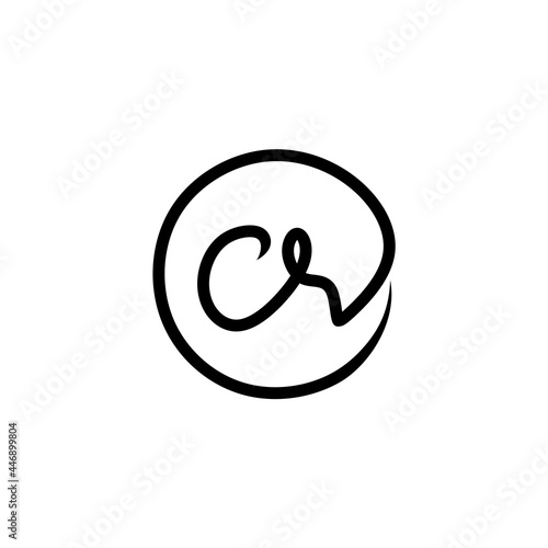 CR Initial handwriting logo design template vector.