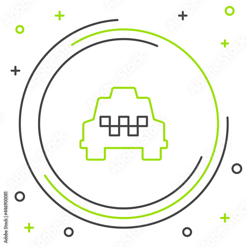 Line Taxi car icon isolated on white background. Colorful outline concept. Vector