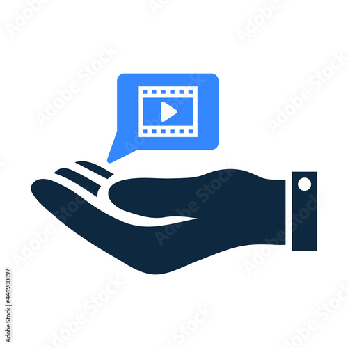 Multimedia, video, hand icon. Simple editable vector illustration.