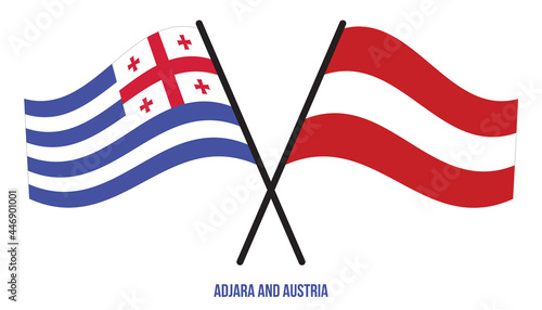 Adjara and Austria Flags Crossed And Waving Flat Style. Official Proportion. Correct Colors.