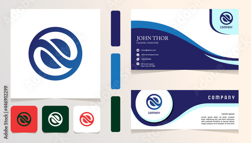 modern blue circle abstract gradient logo, banner, card business bundle set template