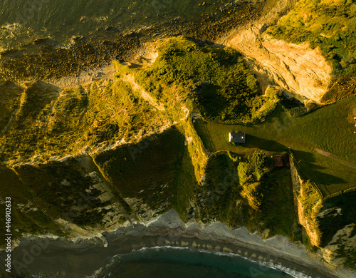 Fototapeta Naklejka Na Ścianę i Meble -  aerial view of the Cantabrian coast, hermitage of la regalina, cadavedo, asturias. Spain