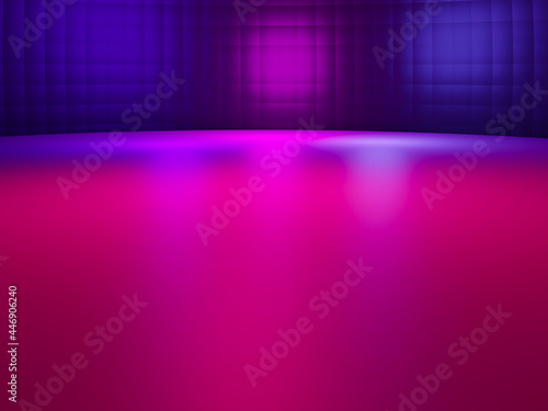 Purple scene illuminated Purple spotlight on the stage .