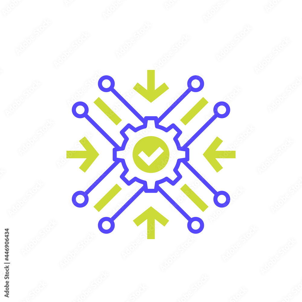 Integration process icon with a gear Integration process icon with a gear