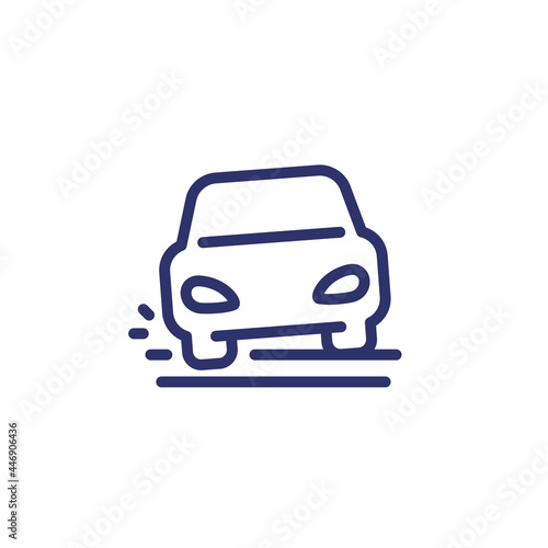 pothole line icon with car on the road
