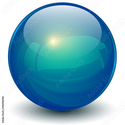 Glass sphere blue, 3D ball ...