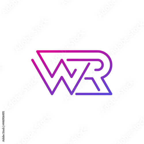 WR letters line logo design