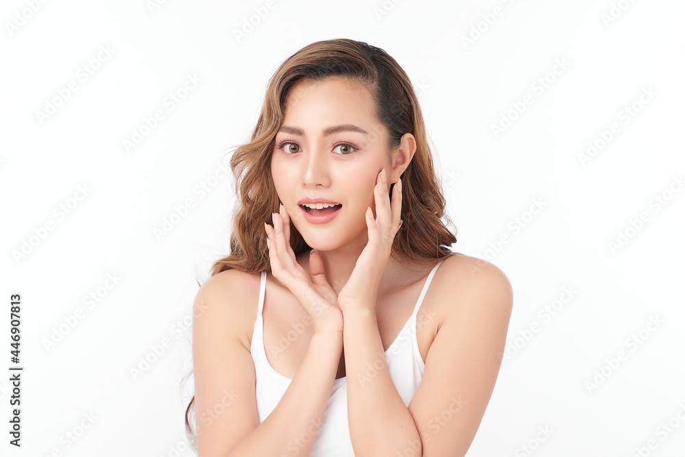 Beautiful young asian woman with clean fresh skin on white background, Face care, Facial treatment, Cosmetology, beauty and spa, Asian women portrait. Beautiful young asian woman with clean fresh skin on white background, Face care, Facial treatment, Cosmetology, beauty and spa, Asian women portrait.