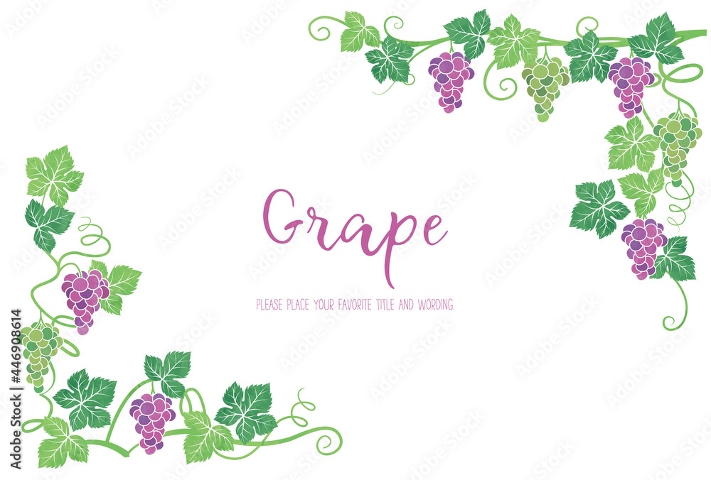 ぶどうイラストの背景フレーム素材 Stock Vector Adobe Stock
