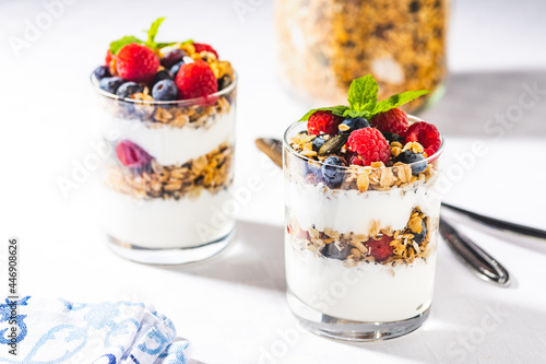 Breakfast with granola and fresh fruit
