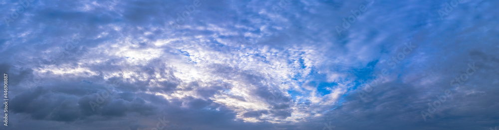 panorama Majestic landscape aerial view white cloud above the sea in sunrise..nature cloudscape sky and Clouds moving away rolling.