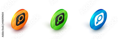 Isometric Male gender symbol icon isolated on white background. Circle button. Vector