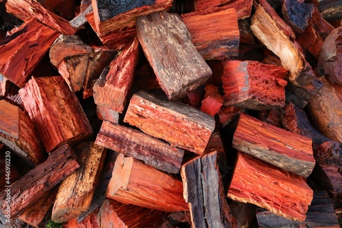 Stack of Australian red gum pile of firewood