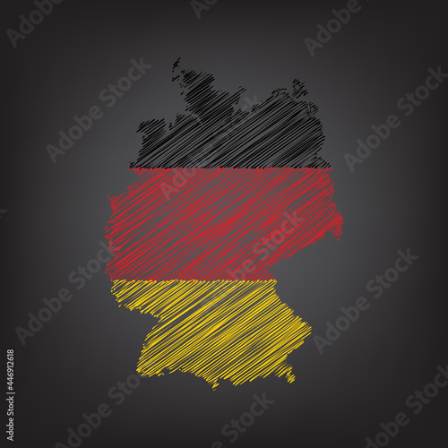 Scribble map of Germany. Sketch Country map colors for infographic , brochures and presentations. Vector illustration eps 10.