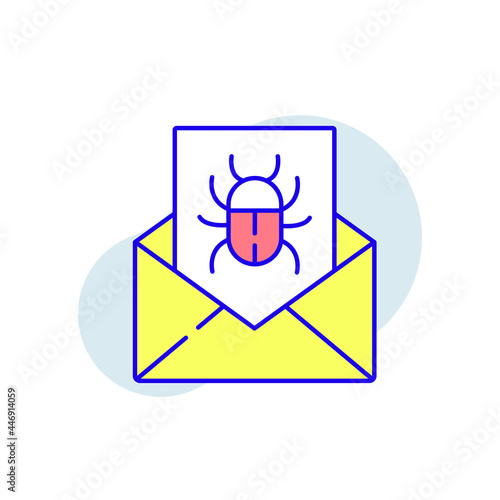 Virus file RBG color icon. Phishing and spam. Thin line vector illustration.