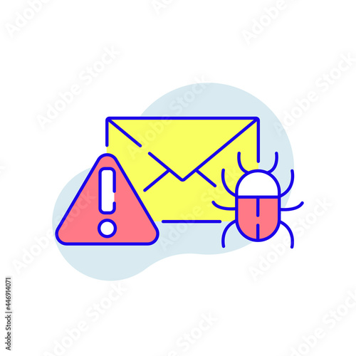 Phishing in message RBG color icon. Spam. Thin line vector illustration.