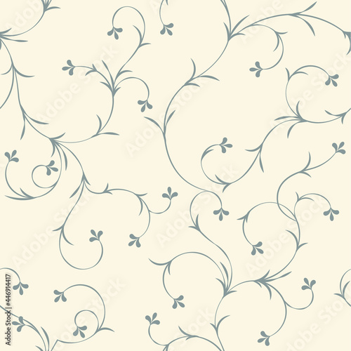 seamless pattern of flowers, branches and leaves