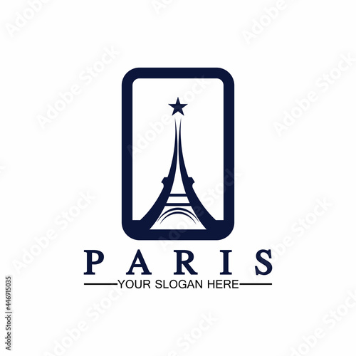 Paris and Eiffel tower logo vector icon  illustrator design template